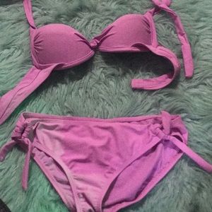 Pink two piece bathing suit